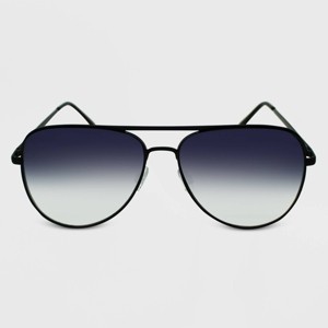 Women's Metal Aviator Round Sunglasses - Wild Fable™ Black: UV Protection, Adjustable Nose Pads - 1 of 2