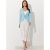 INSPIRE CHIC Women's Tie Front Long Sleeve Crop Ruffle Knit Cardigan Sweaters - 2 of 4