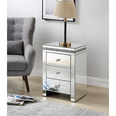 Noralie Glam Mirrored Accent Table with Faux Diamond Inlays