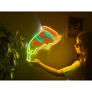 Pizza Neon Metal Sign, Neon Wall Decor, Pizza Neon Sign, Pizza Restaurant Led Sign, Food Neon Sign, Pizza Shaped Led light - 1 of 4