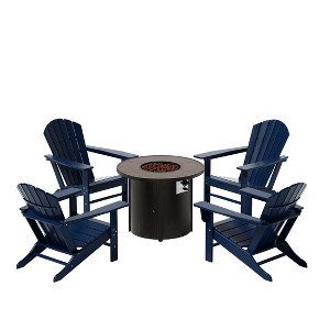 WestinTrends Outdoor Patio Adirondack Chair With Round Fire Pit Table Sets - 1 of 2