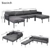 Yami 6pcs Aluminum Frame Patio Conversation Set with Removable Olefin Extra Thick Cushion and Coffee Table, Outdoor Furniture - Maison Boucle - 4 of 4