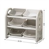 SKRAN 6-Bin Kids Toy Storage Organizer, Multi-functional Nursery Furniture Set with HDPE Shelf and Bins for Playroom, Bedroom - 3 of 4
