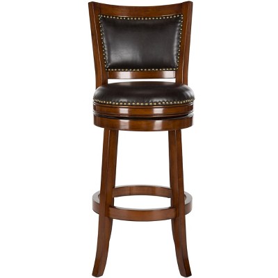 Lazzaro Swivel Bar Stool - Walnut/Brown - Safavieh