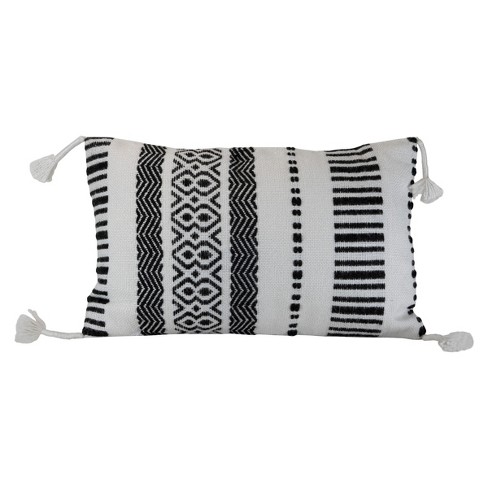 Origin 21 Striped Black/White Square Throw Pillow in the Outdoor Decorative  Pillows department at