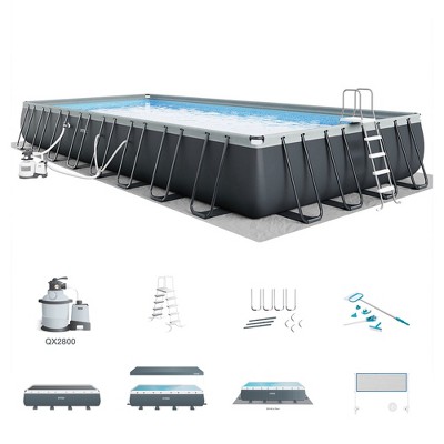 INTEX 26377EH Ultra XTR Deluxe Rectangular Above Ground Swimming Pool Set: 32ft x 16ft x 52in – Includes 2650 GPH Sand Filter Pump – Saltwater System