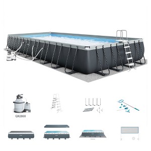 INTEX 26377EH Ultra XTR Deluxe Rectangular Above Ground Swimming Pool Set: 32ft x 16ft x 52in – Includes 2650 GPH Sand Filter Pump – Saltwater System - 1 of 4