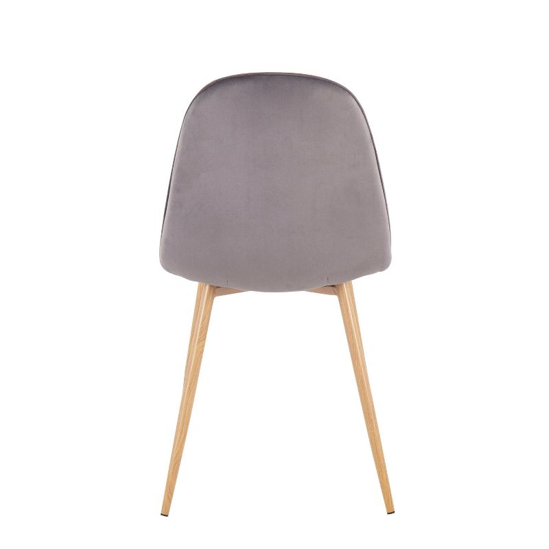 Set of 2 Pebble Velvet/Metal Dining Chairs Natural/Gray- LumiSource, 5 of 10