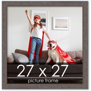 PosterPalooza | Square Textured Grey Picture Frame - UV Acrylic, Foam Board Backing, Hanging Hardware - 1 of 4