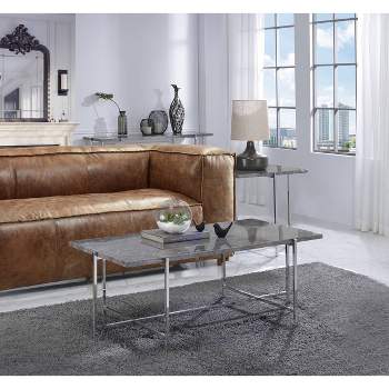 49" Adelae Sofa Table Faux Marble Top/Chrome Finish - Acme Furniture