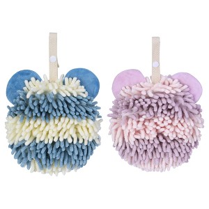 REGALWOVEN Cute Bear Shape Chenille Soft Absorbent Hand Towels 2 Pcs - 1 of 4