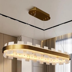 37" Rectangular Led Kitchen Island Alabaster Chandelier - 1 of 4