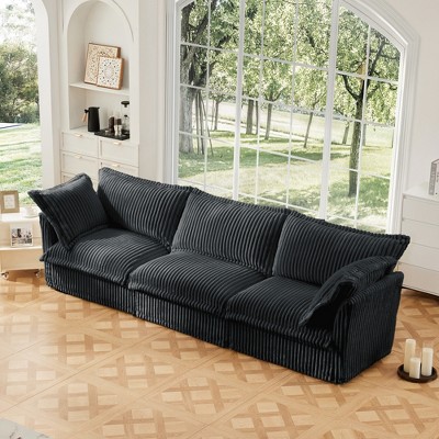 Modular Cloud Corduroy 3-Seater Sofa with Removable Covers, Convertible to Sectional/Bed, 300lb Capacity per Seat