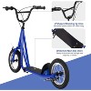 Gymax Kick Scooter Scooter W/ Adjustable Handlebar 12.6" Air Filled Wheels & V-Type Handbrakes for Kids of 8-12 Youth Scooter Navy - 4 of 4