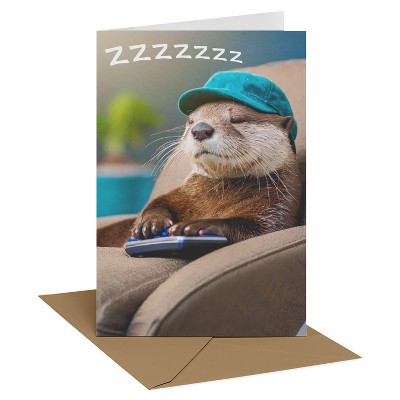 Recycled Paper Greetings  Father's Day Card for Dad Otter with Teal Cap