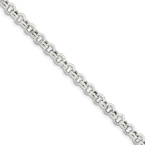 Black Bow Jewelry Men's 6.5mm, Sterling Silver, Hollow Rolo Chain Bracelet - image 1 of 3