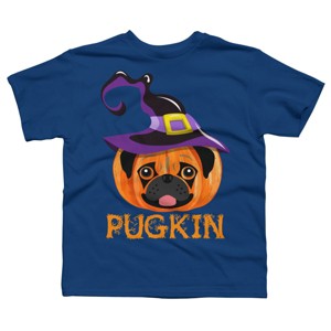 Boy's Design By Humans Pugkin Pumpin Halloween By trantanphat95 T-Shirt - 1 of 4