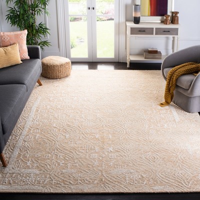 Ivory Square Hand-Tufted Wool Area Rug