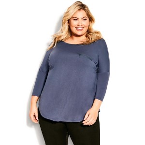 Avenue Women's Plus Size Neela Zip Plain Top - 1 of 4