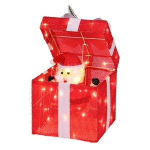 SEVOBAL Santa Claus Decor 12in Pop-up Gift Box with Santa, Outdoor Christmas Decorations for Xmas Outdoor Holiday Decor, Red, 11.02"*11.02"*11.81" - 1 of 4