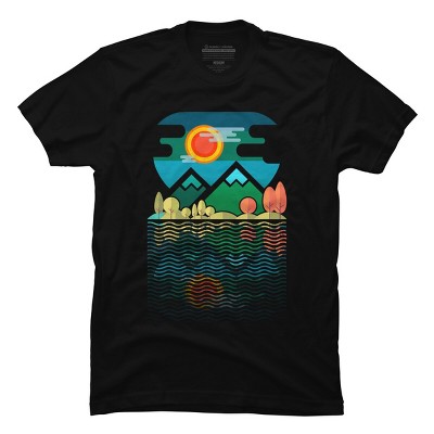 Men's Design By Humans Mountains Reflection On The Beach By Limhengs T-Shirt