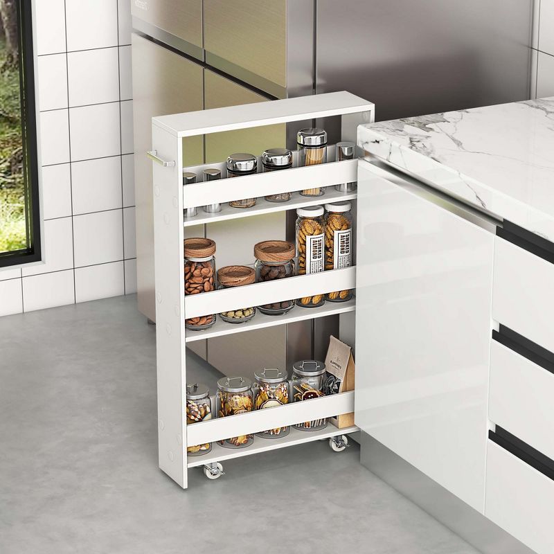 Costway 4-Tier Slim Storage Cart with Open Shelves Rolling Kitchen Cart on Wheels Narrow Black/Grey/White, 2 of 11