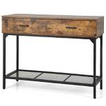 Costway Console Table Industrial Large Drawers Storage Shelf Narrow Entryway Hallway
