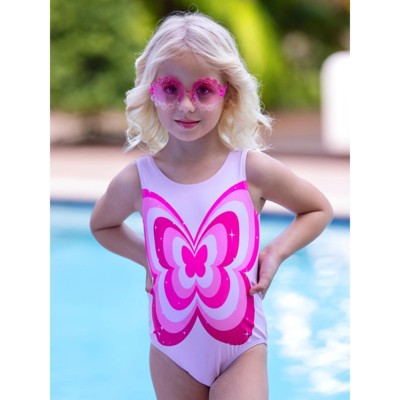 Mia Belle Girls Butterfly Bloom Y2K Pink One-Piece Swimsuit Mia Belle Girls, Pink, 10/12 — фото 3