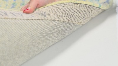 Handmade Ivory and Blue Round Wool Area Rug, 4' Diameter