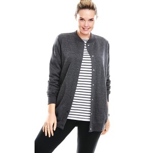 Woman Within Fleece Baseball Jacket - 1 of 4