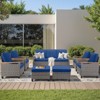 Buenhomino 7-Piece Outdoor Patio Set – 4 Single Chairs, 2 Ottomans & Sofa, All-Weather Wicker Furniture with Cushions, Beige - 2 of 4