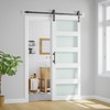 SMARTSTANDARD 80 in. & 84 in. White Glass Barn Door with Sliding Door Hardware Kit & Handle - Predrilled Ready to Assemble, 5-Lite Frosted Glass - 2 of 4