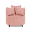 Velvet Swivel Chair with Button Tufted Design and 3 Pillows - 3 of 4