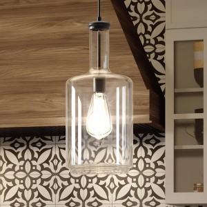 Urban Ambiance Luxury Luxe Industrial Pendant Light,  17"H x 7"W,  Midnight Black Finish, UHP3701 - 1 of 4