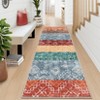 2 x 6 ft Polyester Red Rectangular Hallway Entryway Bathroom Kitchen Geometric Print Farmhouse Machine Washable Runner Rug - 2 of 4