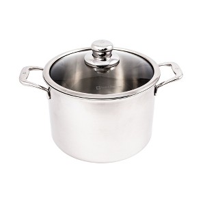 Swiss Diamond Premium Clad Stock Pot with Tempered Glass Lid, 9.5", 7.9 QT - 1 of 2