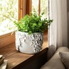 Planter Stoneware Ceramic Floral Design with Raised 3D Sculpted Flowers and Glossy Handcrafted Texture Detailing - 4 of 4