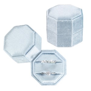 Unique Bargains Vintage Velvet Octagonal 2 Slots Jewelry Storage Boxes 2 Pcs - 1 of 4