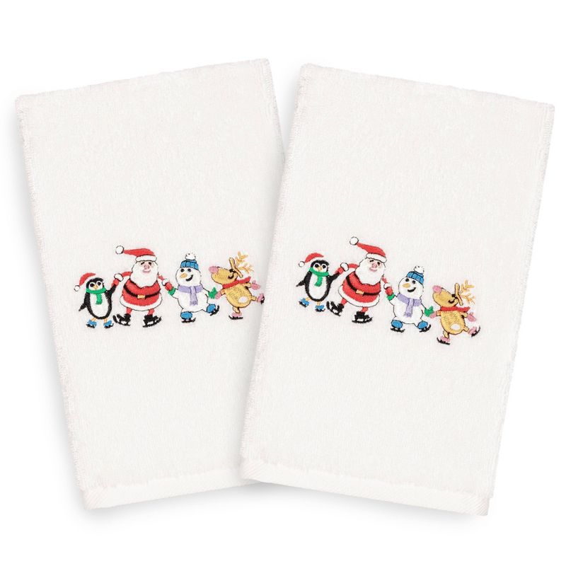 2pk Skating Group Hand Towel Set White - Linum Home Textiles, 3 of 5