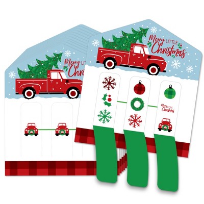 Big Dot of Happiness Jolly Santa Claus - Christmas Party Game Pickle Cards  - White Elephant Gift Exchange Pull Tabs - Set of 12