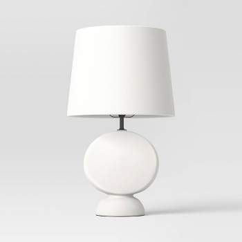 Ceramic Geo Table Lamp with Tapered Shade Off-White (Includes LED Light Bulb) - Threshold™