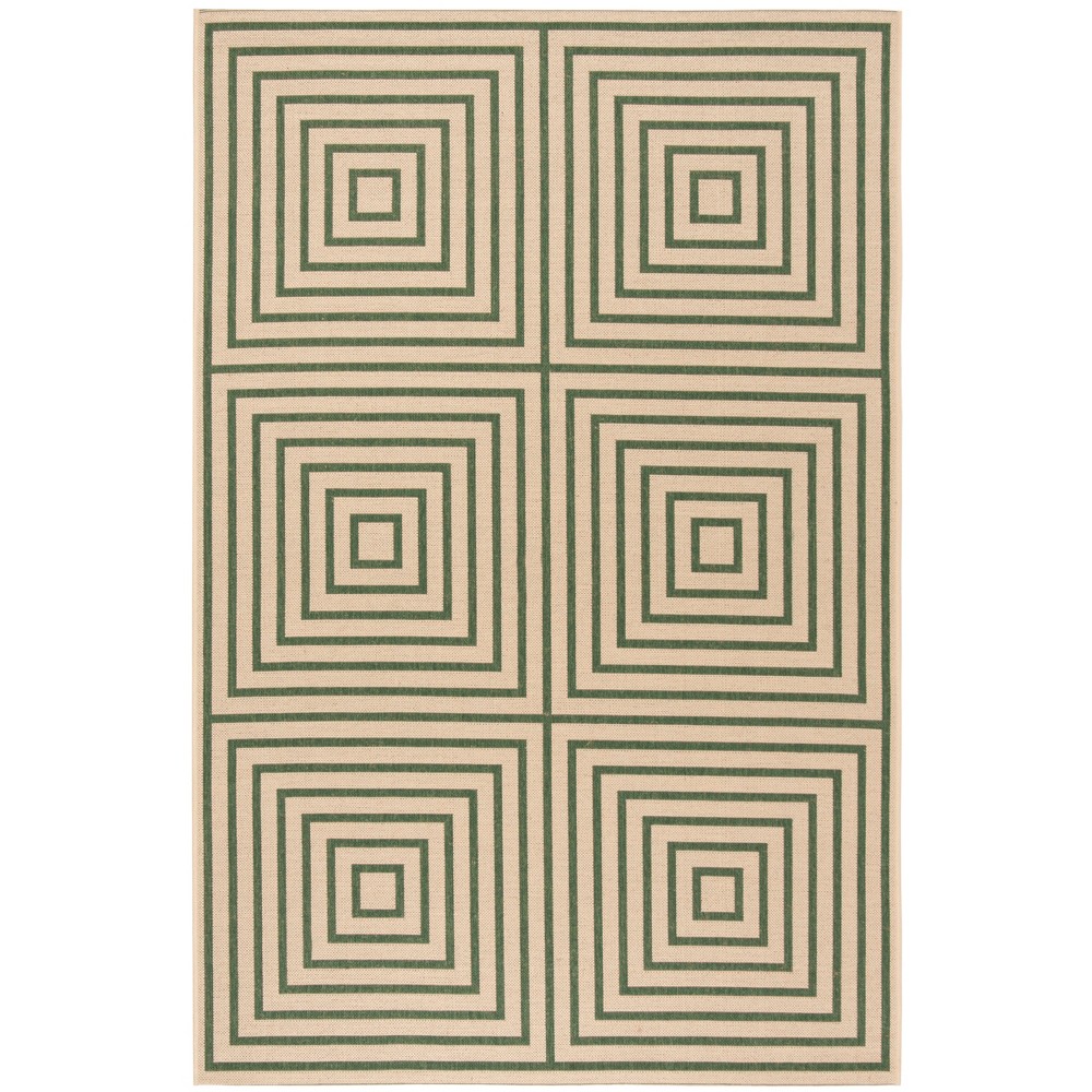 4'x6' Iva Geometric Loomed Rug Cream/Green - Safavieh