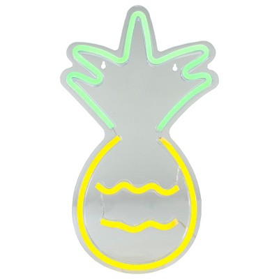 16" Yellow and Green Pineapple LED Neon Outdoor Wall Sign