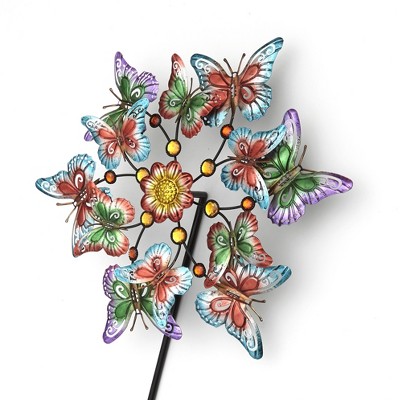 Lakeside Decorative Garden Butterfly Wind Spinner Stake - Dynamic Outdoor Accent