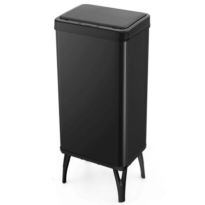 Costway Stainless Steel Trash Can 13.2 Gallon Automatic Motion Sensor Garbage Bin Silver/Black