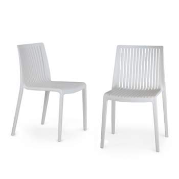 WRGHOME Ravenna Modern Outdoor/Indoor Plastic Resin Stacking Patio Dining Chairs  (Set of 2)