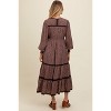 Pinkblush Brown Floral Lace Trim Bubble Sleeve Maternity Maxi Dress - 4 of 4
