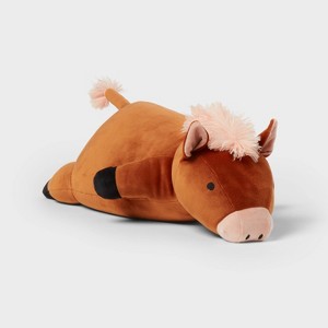 Horse Weighted Plush Kids' Throw Pillow Brown - Pillowfort™ - 1 of 4