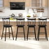 Tangkula Windsor Bar Stool Set of 4 29" Swivel Rubber Wood Dining Chairs Spacious Seat Black - 2 of 4