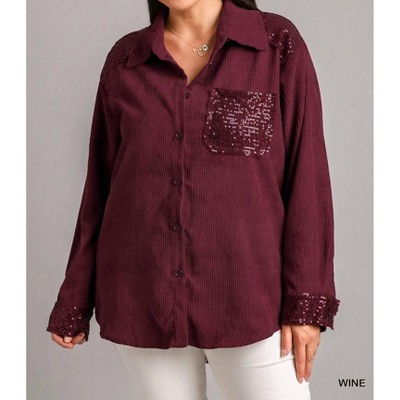 Women's Corduroy Jacket With Sequin Details - umgee